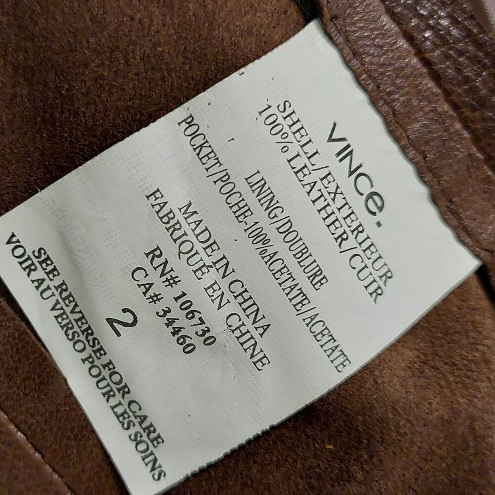 Vince. Brown Leather Sleeveless Short Dress w/pockets Size: 2 - Picture 9 of 10